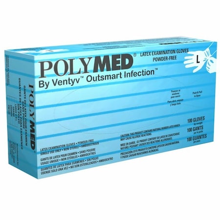 Polymed Disposable Gloves, Latex, L, 100 PK, Ivory PM104